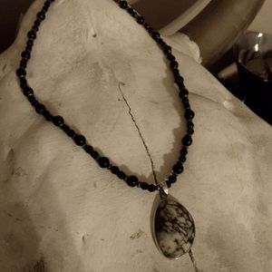 Gothic mineral bead necklace